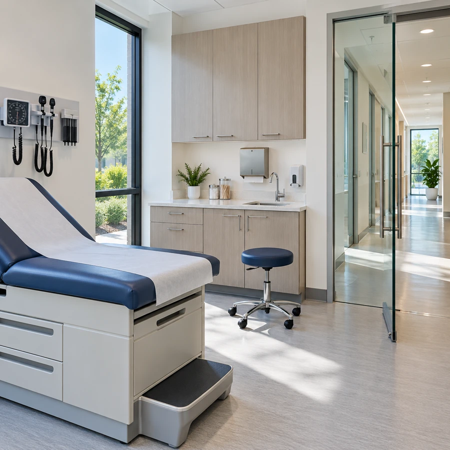 Bright medical clinic examination room
